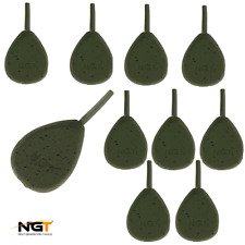 NGT Carp Coarse Fishing Leads Inline Weights Coated Flat Pear Ledgers 1.125-3oz