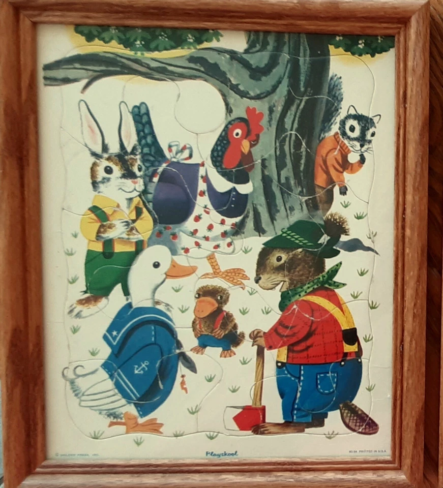 2 Rompecabezas Playskool De Colección Conejo Castor Pato Animales Dorado Pressmi Cartón Foto 2 de 3