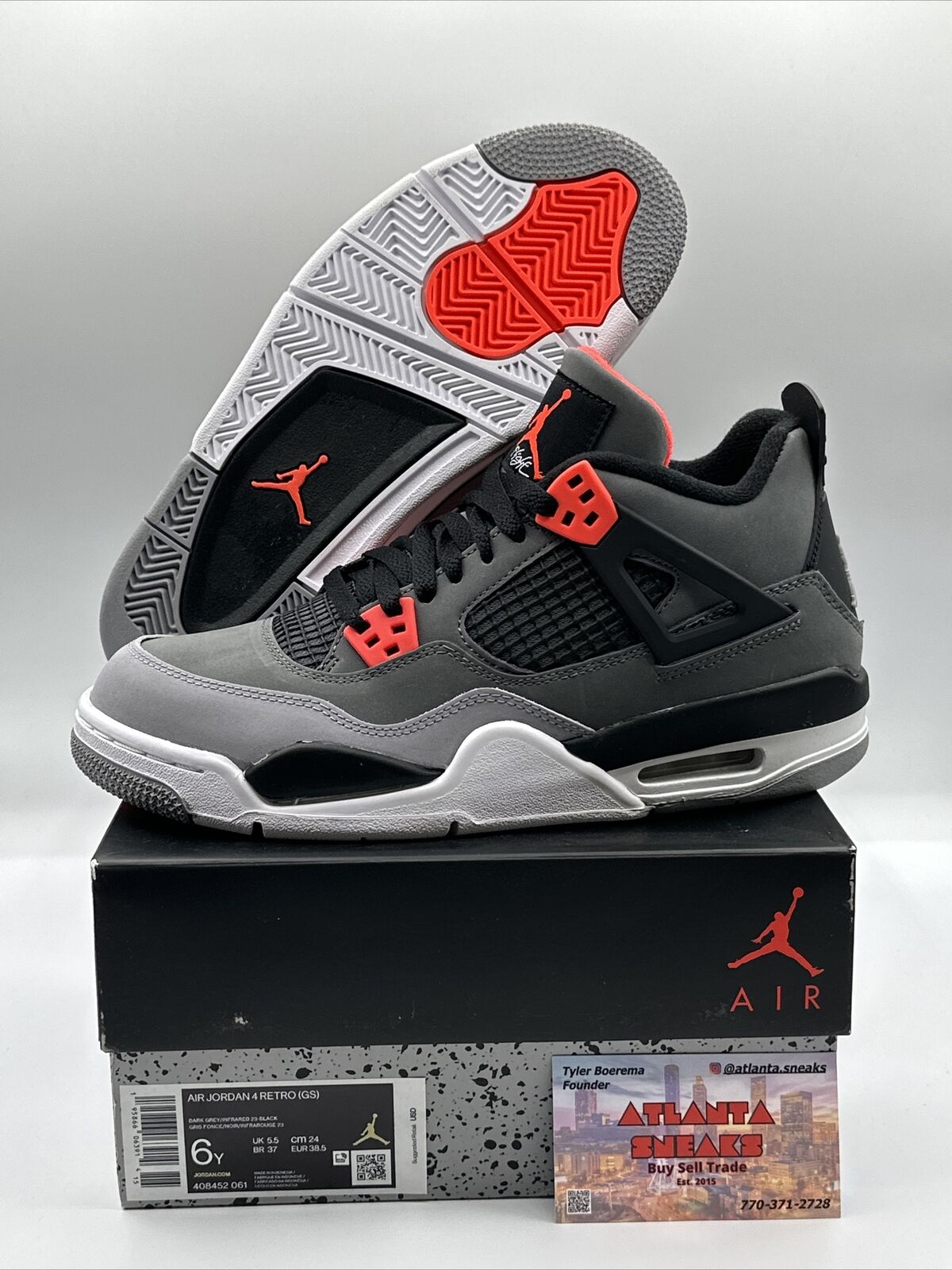 Nike Air Jordan 4 Retro Infrared GS 408452-061 Size 6y IN HAND SHIPS NOW