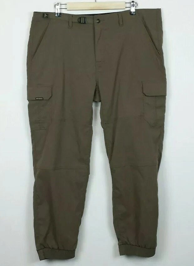 Prana Breathe Men's Size 40x30 Brown Cuffed Lightweight Hiking Cargo Pants EUC