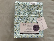 NEW 4pc Laura Ashley Queen Sheet Set Cottage Floral EVIE Blues Yellows  Greens
