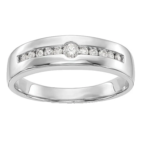 Anillos De Oro Blanco de banda blanca para hombres