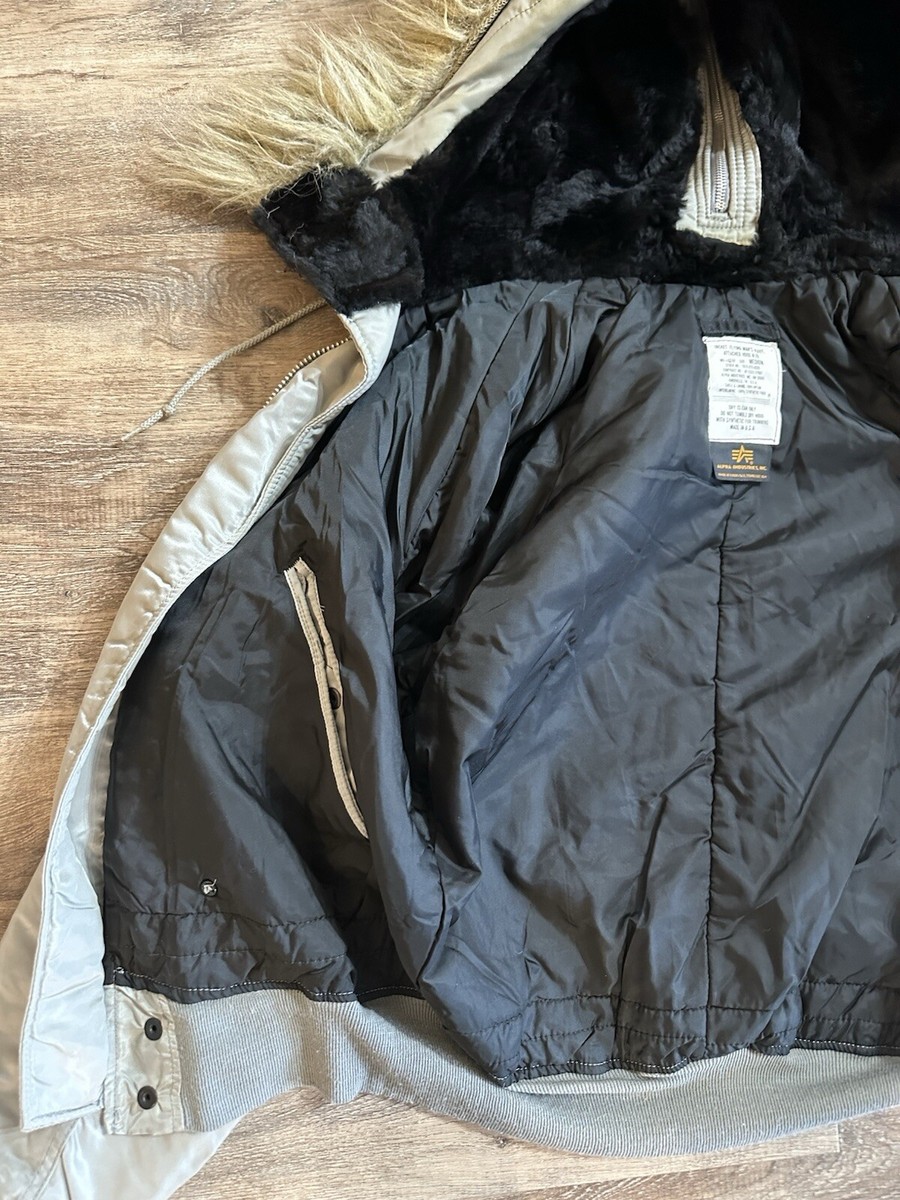 Alpha Industries Bomber Jacket Size M Silver Flying Mans