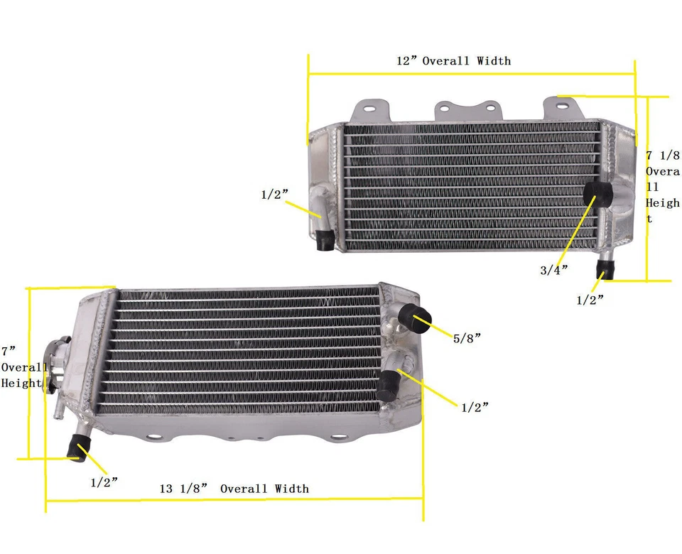 (Left+Right) Motorcycle Radiator For 2007-2009 Yamaha YZ250F All Aluminum - Image 2 of 4