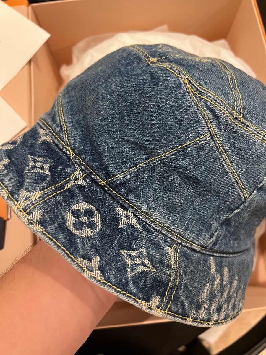 Louis Vuitton, Nigo, LV2, Damier Monogram Bucket Hat Denim Blue L Size  60