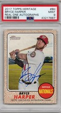2017 Topps Heritage Real One #BH Autographs Bryce Harper AUTO PSA 9 MINT LOW POP