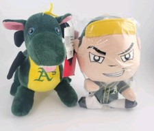 Foco Lot MLB Oakland Athletics A's Baby Bro Baseball Player & Green Dragon Plush