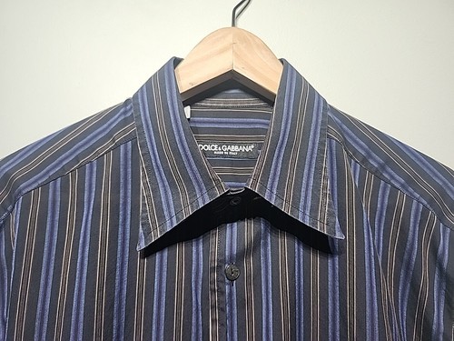 Dolce&Gabbana Men's Black Striped Long Sleeve Button Up Dress Shirt Size 41 /16 - Picture 3 of 7