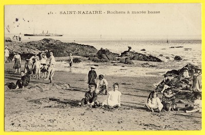 cpa geschrieben 1905 SAINT NAZAIRE Felsen bei Ebbe Kinder Strand Dampfer
