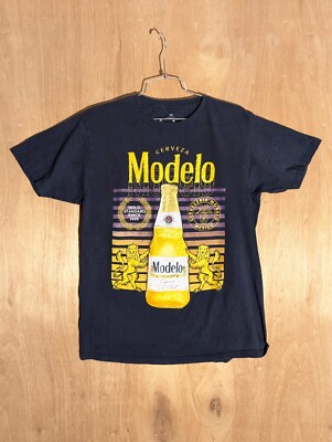 ripple junction shirt mens size M crew neck short sleeve modelo cerveza blue