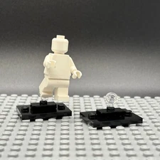 Lego New Minifig Black Display Stand x 2 w/ Posing Action Stand Clear Connector