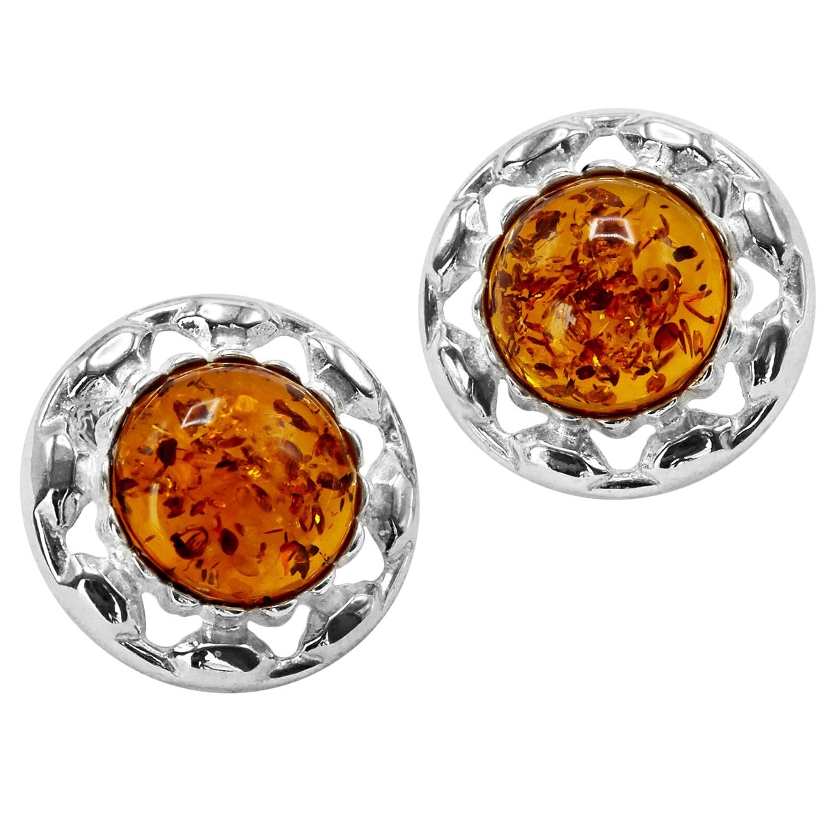 Amber Honey Bezel Set Round Stud Earrings Amber Honey Bezel Set Round Stud Earrings