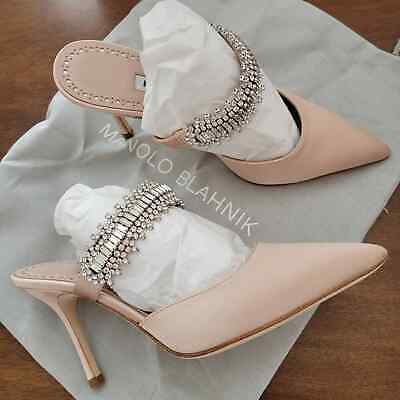 Manolo Blahnik Lutara Pointed Embellished Crystal Heels 35 Manolo Blahnik Lutara Pointed Embellished Crystal Heels 35
