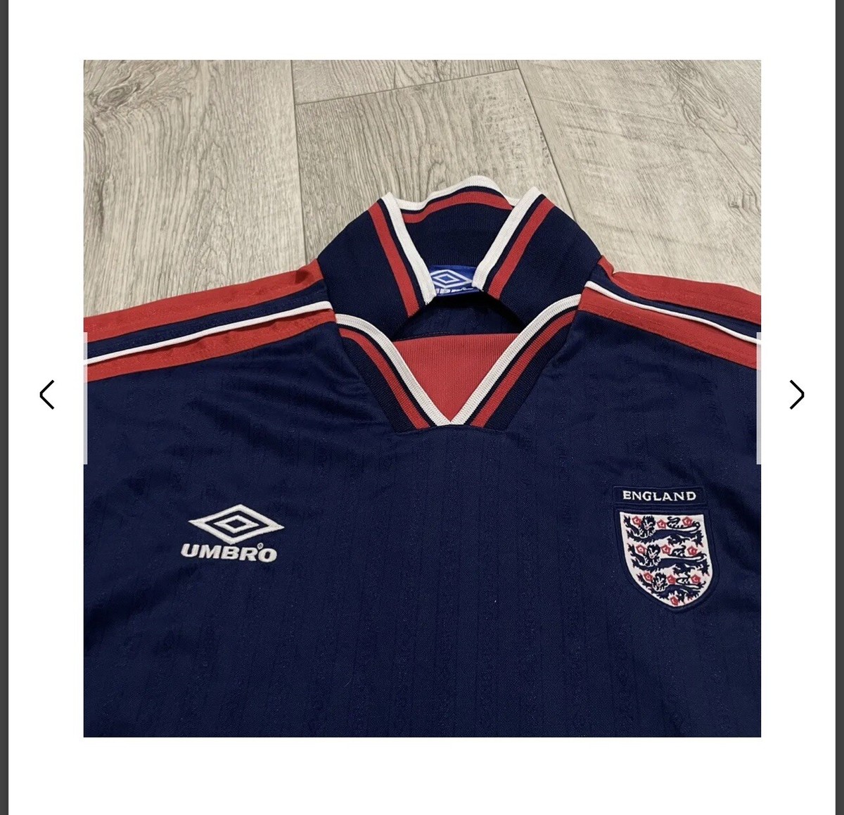Vintage ENGLAND UMBRO Training Shirt 90s Navy Red Jersey | eBay