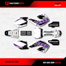 White & Purple Shift Racing Graphics Kit fits Honda Cr125 Cr250 00-01 CR 125 250