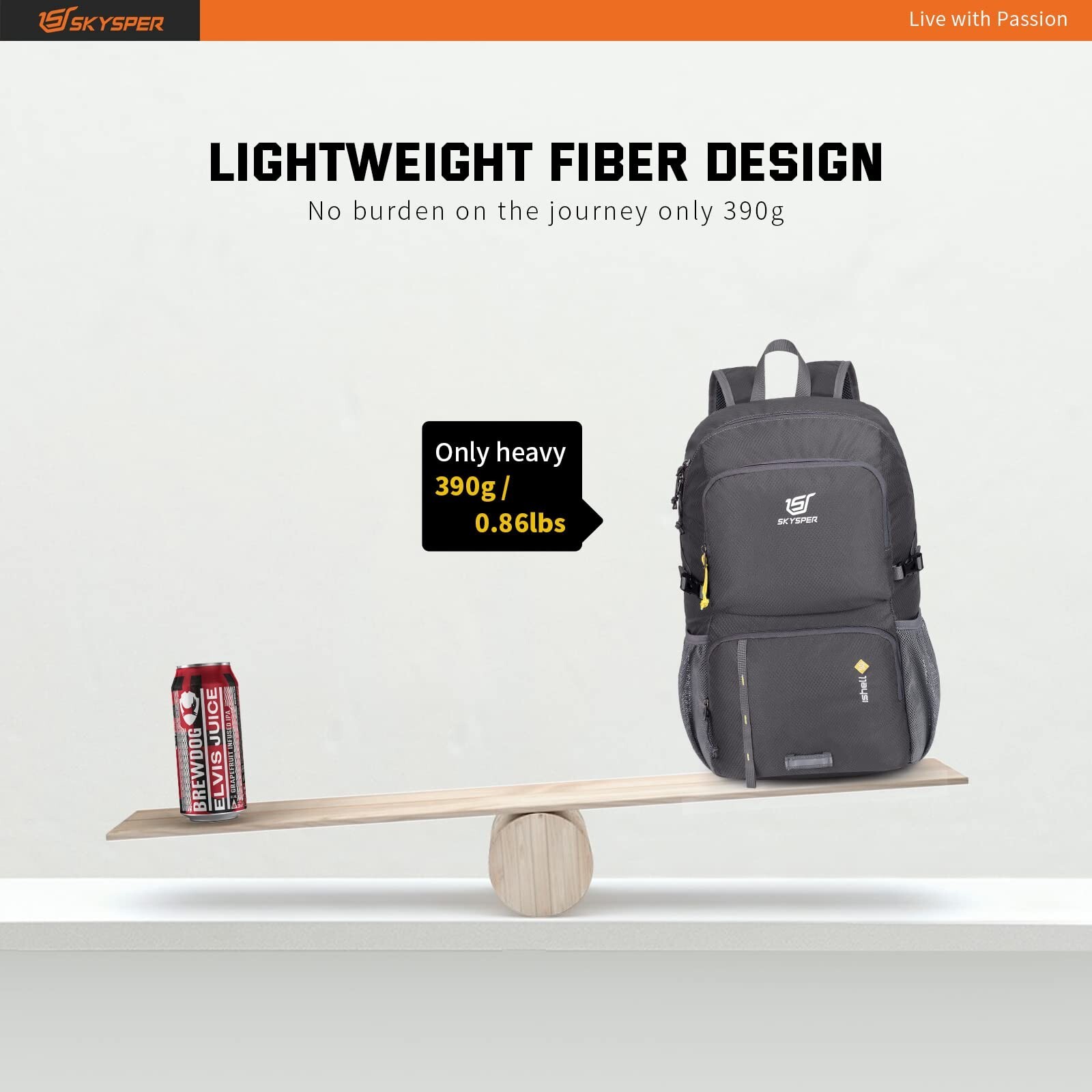 SKYSPER Lightweight Packable Backpack - 30L Hiking Daypack with Wet Pocket Fo...