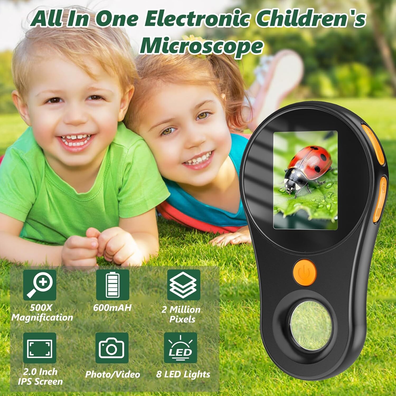 Portable Microscope Microscope with 8 LED 500x Mini Microscope Optical Magnifier