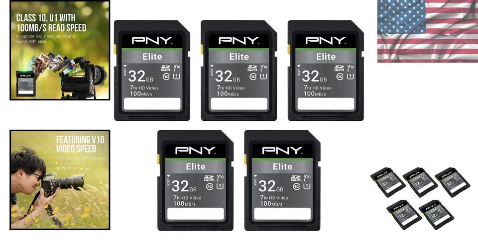 Pack of 5 Class 10 U1 V10 SDHC Cards with 100MB/s - Best for Videography - Image 2 of 4