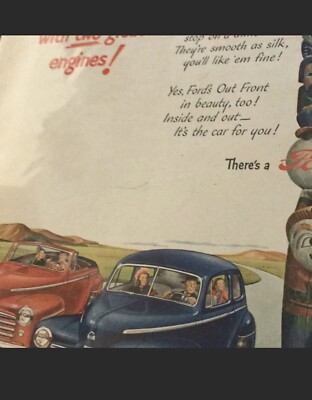 Vintage 1947 rare Ford advertisement poster with cars totem