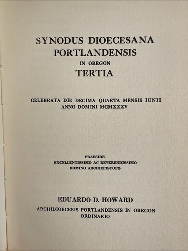 Synodus Dioecesana Portlandensis in Oregon Tertia; PORTLAND OREGON SYNOD, 1935 - Picture 6 of 19