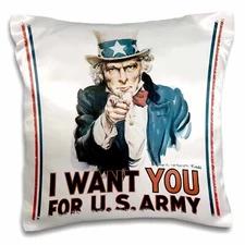 3dRose Vintage Uncle Sam I want you for the Army 16x16 inch Pillow Case