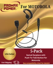 5x G-Shape Earpiece w/ PTT for Motorola Radios XPR3300, XPR3500e, DEP550