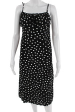 Faithfull The Brand Women Slip Dress Black Polka Dot Sleeveless Size 4