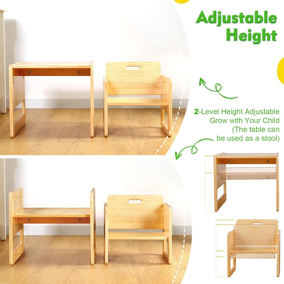 Set Tavolo E Sedia Montessori per Bambini 1-3 Anni, Altezza Regolabile, Ideale p - Immagine 2 di 4