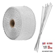 2 X 16ft Motorcycle Exhaust Heat Wrap Tape Fiberglass Exhaust Tube Heat White