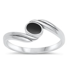 Minimalist Cute Black Onyx Cute Ring New .925 Sterling Silver Band Sizes 4-10