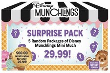 5 Random Sealed Disney Munchlings Mini Munch Boxes 7 Pieces per Box - 35 Total