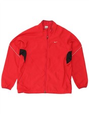 Nike Mens Tracksuit Top Jacket UK 39/41 Medium Red Colourblock Polyester ZW03