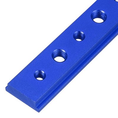 Aluminum Track (10cm, M6/M8, Blue) for DIY with Drilled Holes