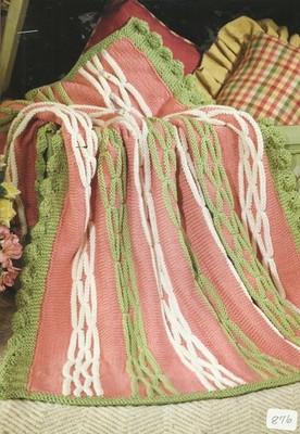 C0738 SMOCKING STRIPES AFGHAN KNITTING PATTERN/INSTRUCTIONS