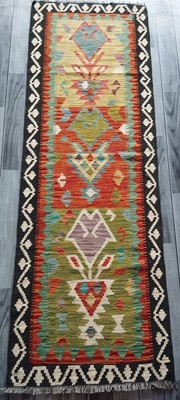Artisan Handmade Afghan/Türkischer Läufer Kelim Teppich, Azteken Wollteppich, Größe 190x65 CM