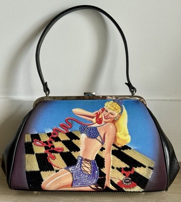 ISABELLA FIORE PUSH TOP GLAMMER 50s PINUP MAYBE GIRL Y2K EMBELLISHED HANDBAG