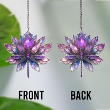 ACRYLIC Dragonfly Lotus Acrylic Ornament, Dragonfly Window Decor Lotus Lover