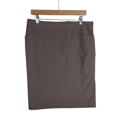 New BCX Striped Button Accent Skirt size 13 Brown