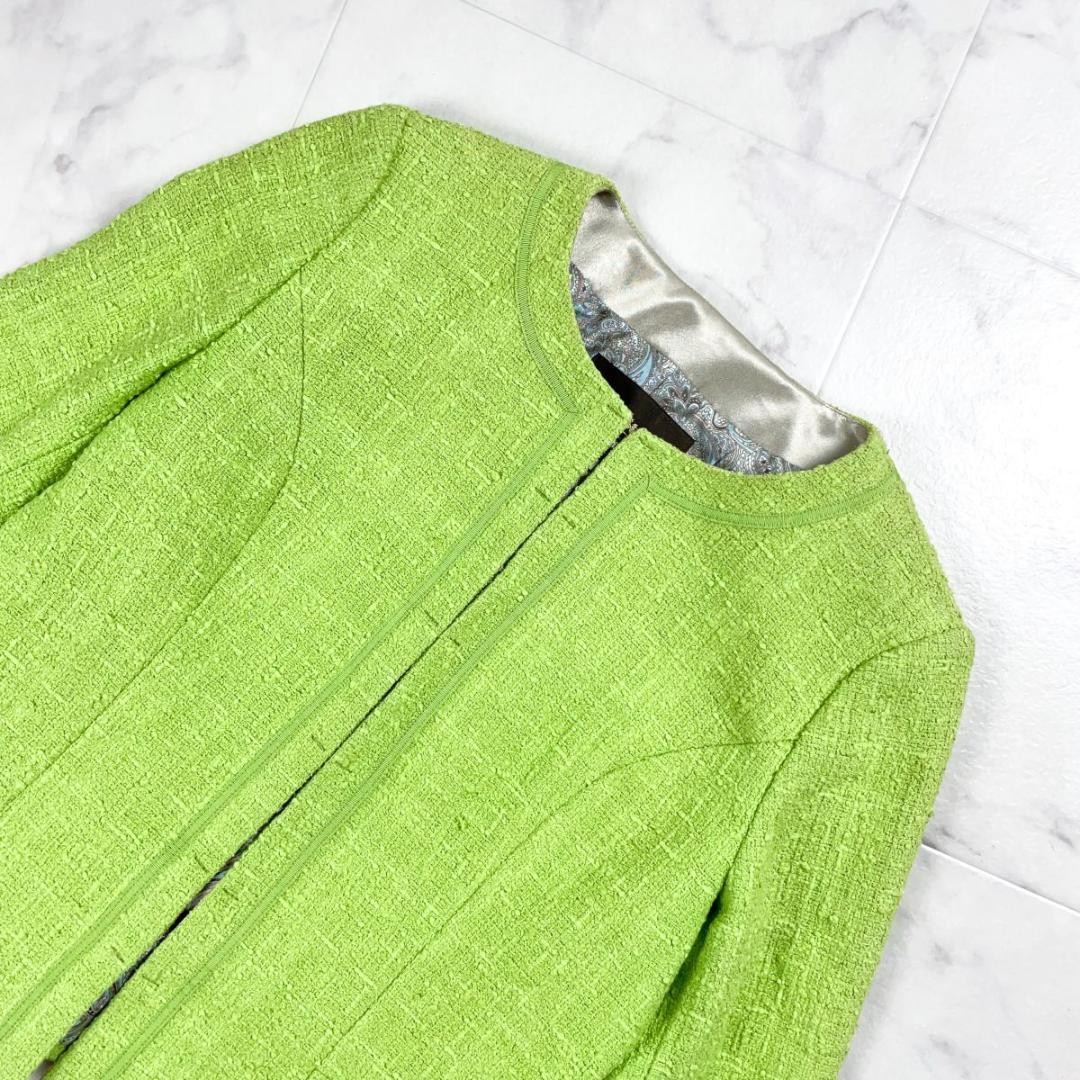 Paul Stuart Collarless Jacket fully lined Green S… - image 6