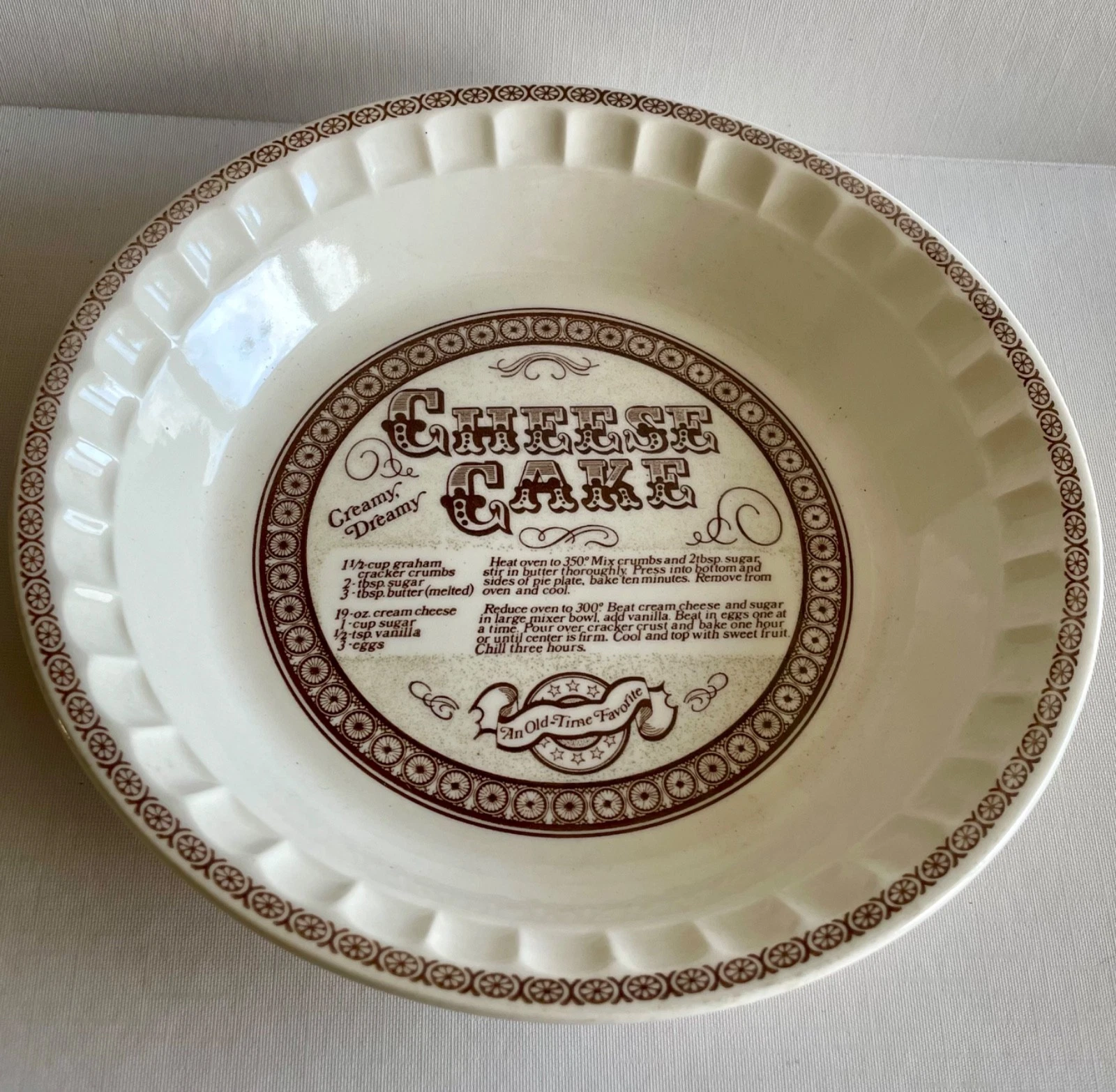 Vintage 11” Country Harvest Cheesecake Recipe Pie Plate
Opens in a new window or tab