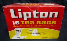 VINTAGE NOS 1970's LIPTON 16 ORANGE PEKOE BLACK TEA BAGS GROCERY STORE SEALED