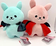FUKUYA Bear Devil Bunpire 2 Pink & Green 7" Mini Plush (set of 2)  New with Tag
