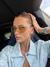Chanel CH9582 Shield Sunglasses Gold Rimless Visor 142-0 115 Women