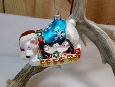 Vintage Summit Blown Glass Polar Bear with Penguins Christmas Ornament