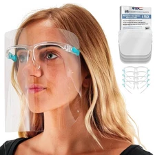 TCP Global Salon World Safety Face Shields with Glasses Frames (Pack of