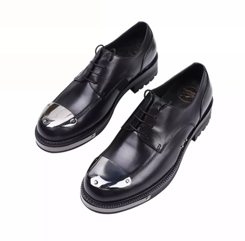 SAOLA Scarpe stringate uomo metallo punta tonda plateau vera pelle eleganti business festa