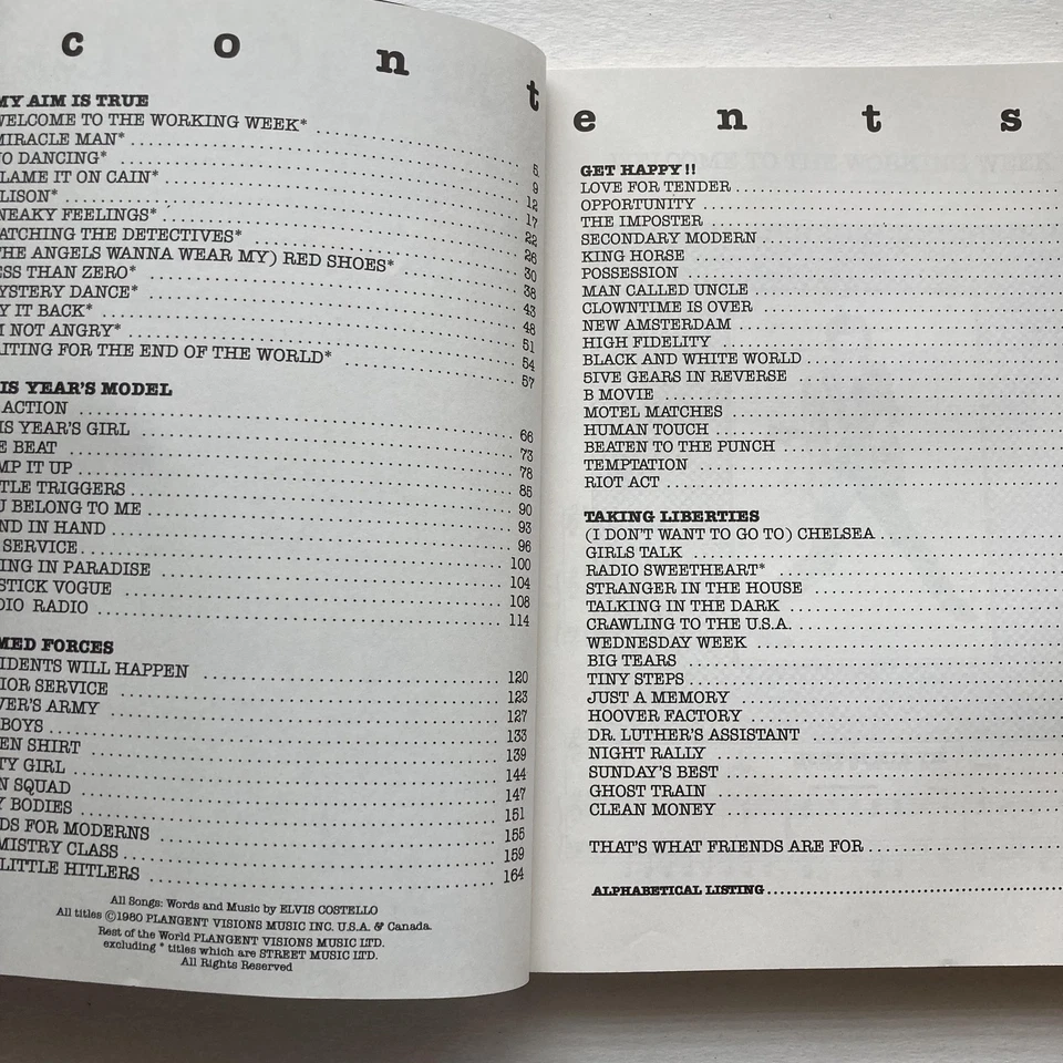 Vintage Elvis Costello A Singing Dictionary Songbook Piano Vocal Guitar 1980 - Image 4 of 4