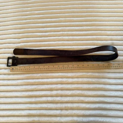 Vintage Old Nave Leather Belt Nubuck Brown 44” X 1.5 “ slide-through Lock - Picture 2 of 10