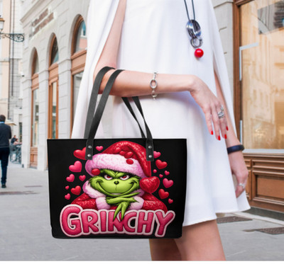Tote Hand Shoulder Bag 12 X 15 The Grinch Pink Grinchy Heart Valentine's Day NEW