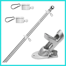Flag Pole Kit 6 FT,Flag Pole with Bracket,Heavy Stainless Steel Garden Flagpo...